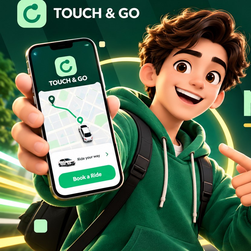 Touch and Go animated campaign artwork with character, phone and route